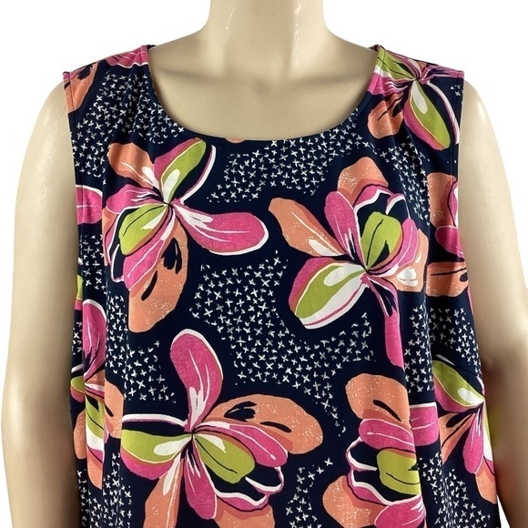 Avenue Top Size 30/32 Blue Multicolor Floral Sleeveless - Picture 2 of 7